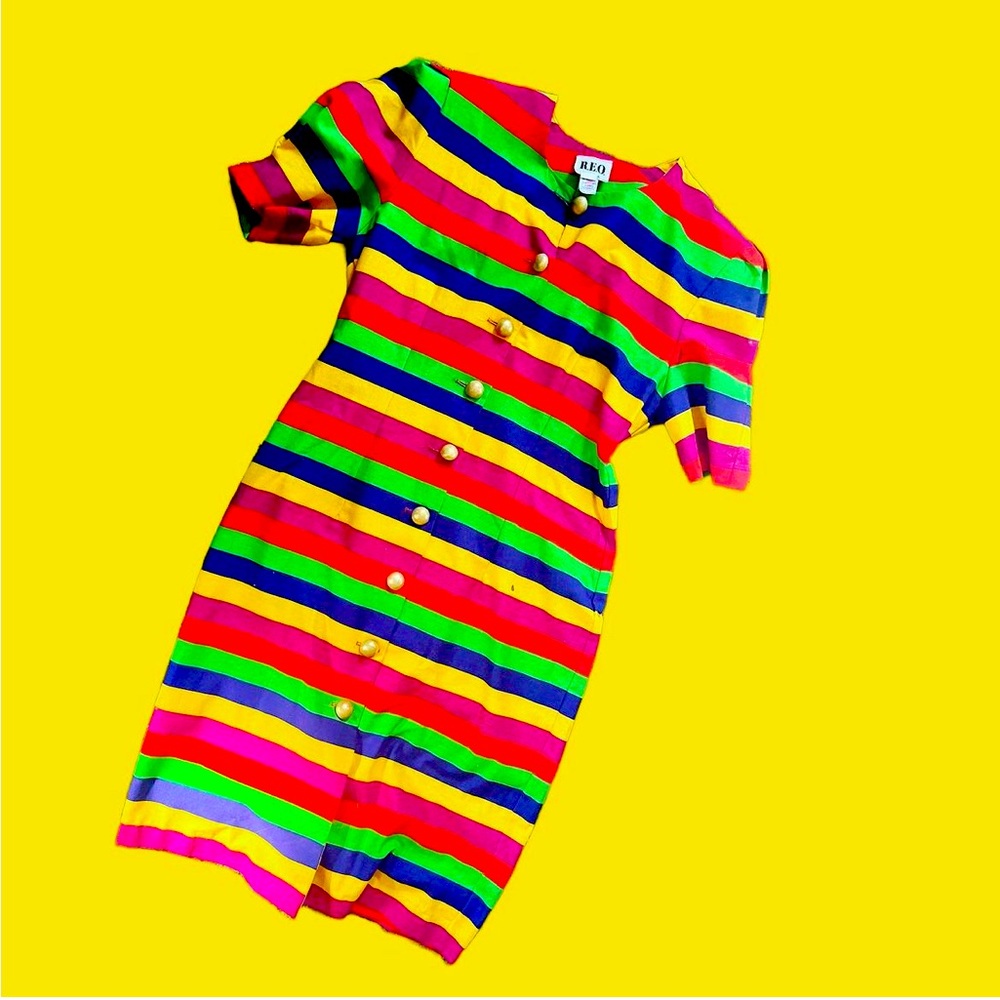 Vintage rainbow colored dress size 10